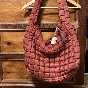 Free People Quilted Carryall in Deep Rose NWT